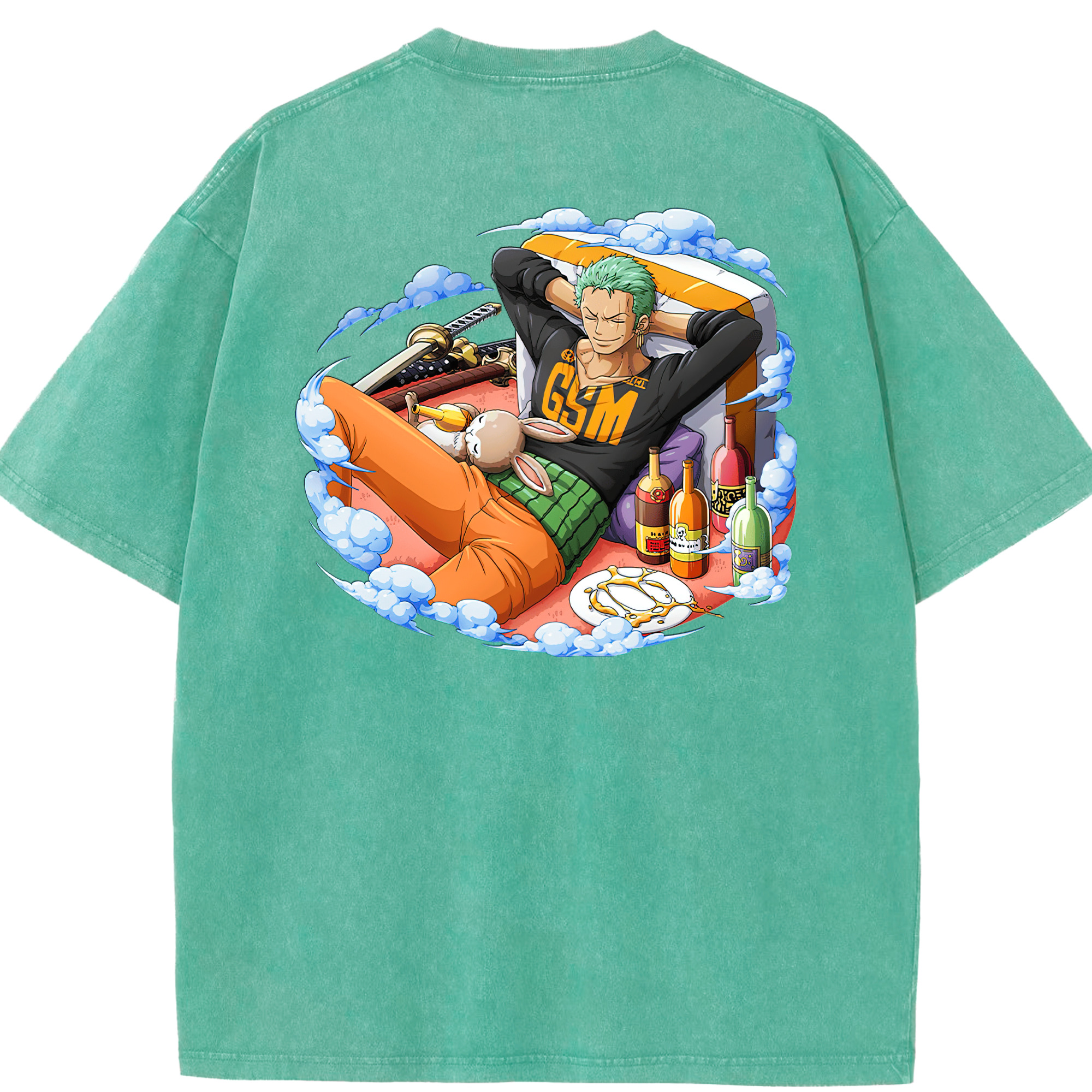 ワンピース ロロノア・ゾロ ONE PIECE Roronoa Zoro 綿100% ヴィンテージ風 半袖Tシャツ（背面プリント）
